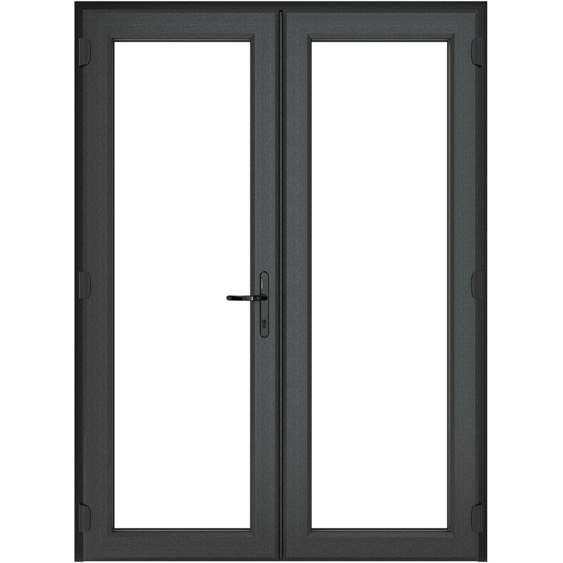 Crystal uPVC French Door Left Hand Master 1590mm x 2055mm Clear Triple Glazed /White in Grey Price Comparisons | Compare The Build