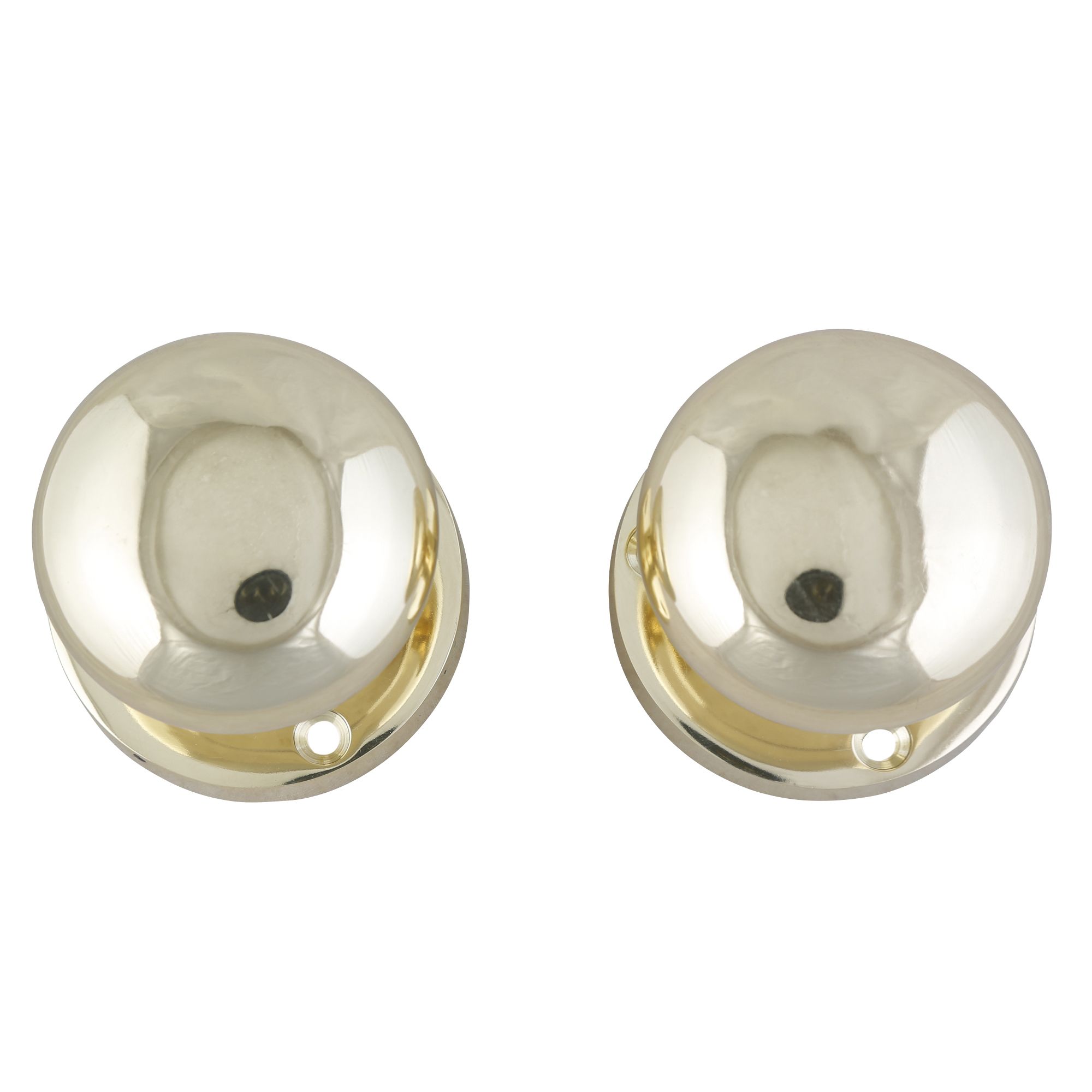 Polished Brass Effect Zamac Round Door Knob (Dia)59mm, Pair | Compare The Build