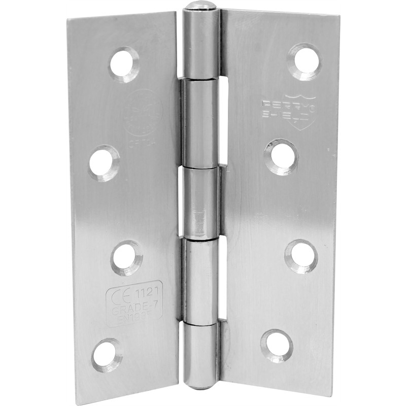 Perry Grade 7 Spun Pin Fire Door Hinge 100mm Satin (2 Pack) in Chrome Steel | Compare The Build