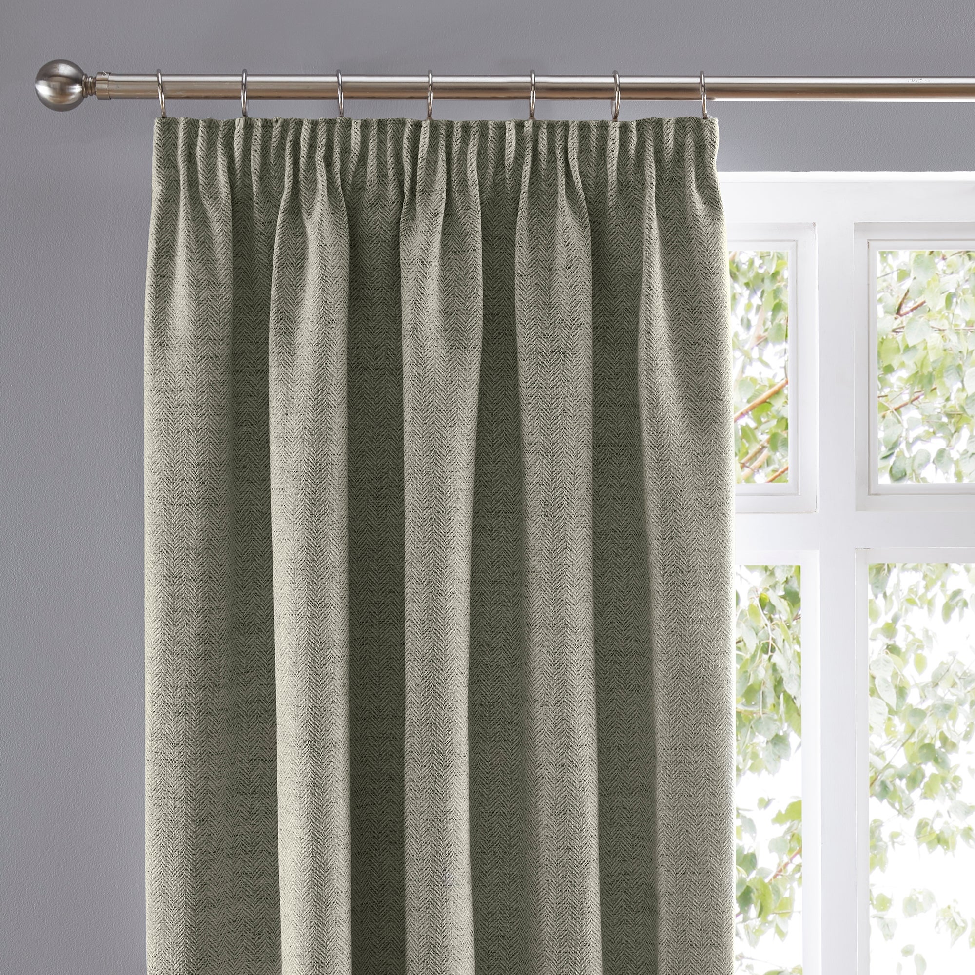 Churchgate Swithland Herringbone Sage Pencil Pleat Curtains Green Price Comparisons | Compare The Build