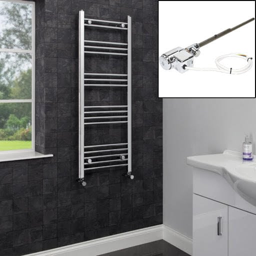 Duratherm Dual Fuel Heated Towel Rail 1200 x 450mm Flat Thermostatic Price Comparisons | Compare The Build