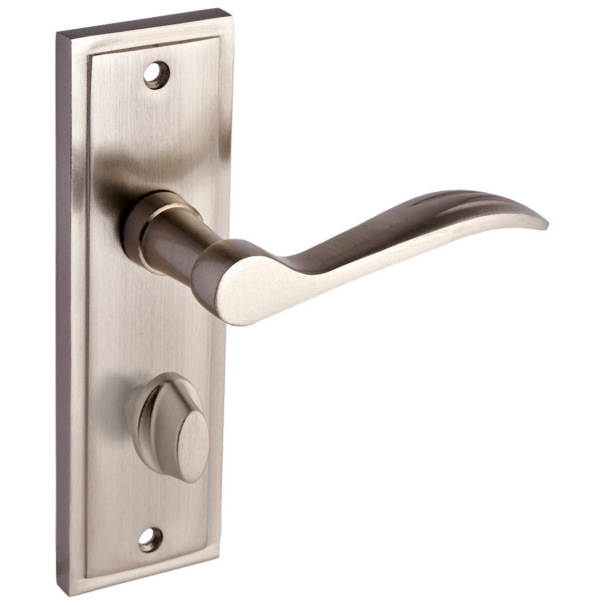 Berkeley Satin Nickel Bathroom Lever Thumb Lock Door Handle - Pair - Designer Levers | Compare The Build