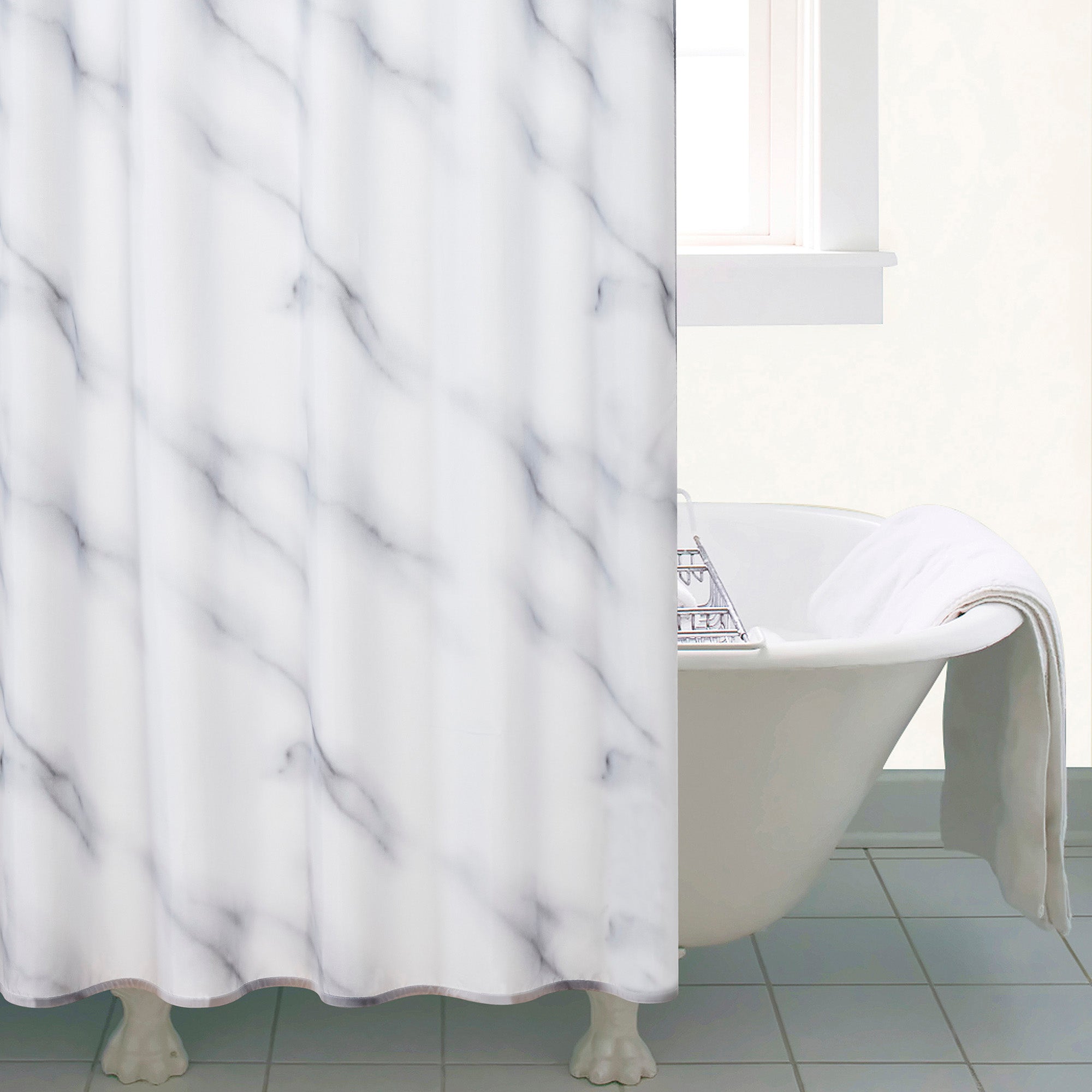 Marble Shower Curtain Black & White Price Comparisons | Compare The Build