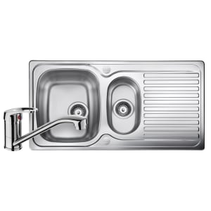 Leisure Linear 1.5 Bowl Reversible Kitchen Sink and Single Lever Tap Pack - Stainless Steel Price Comparisons | Compare The Build