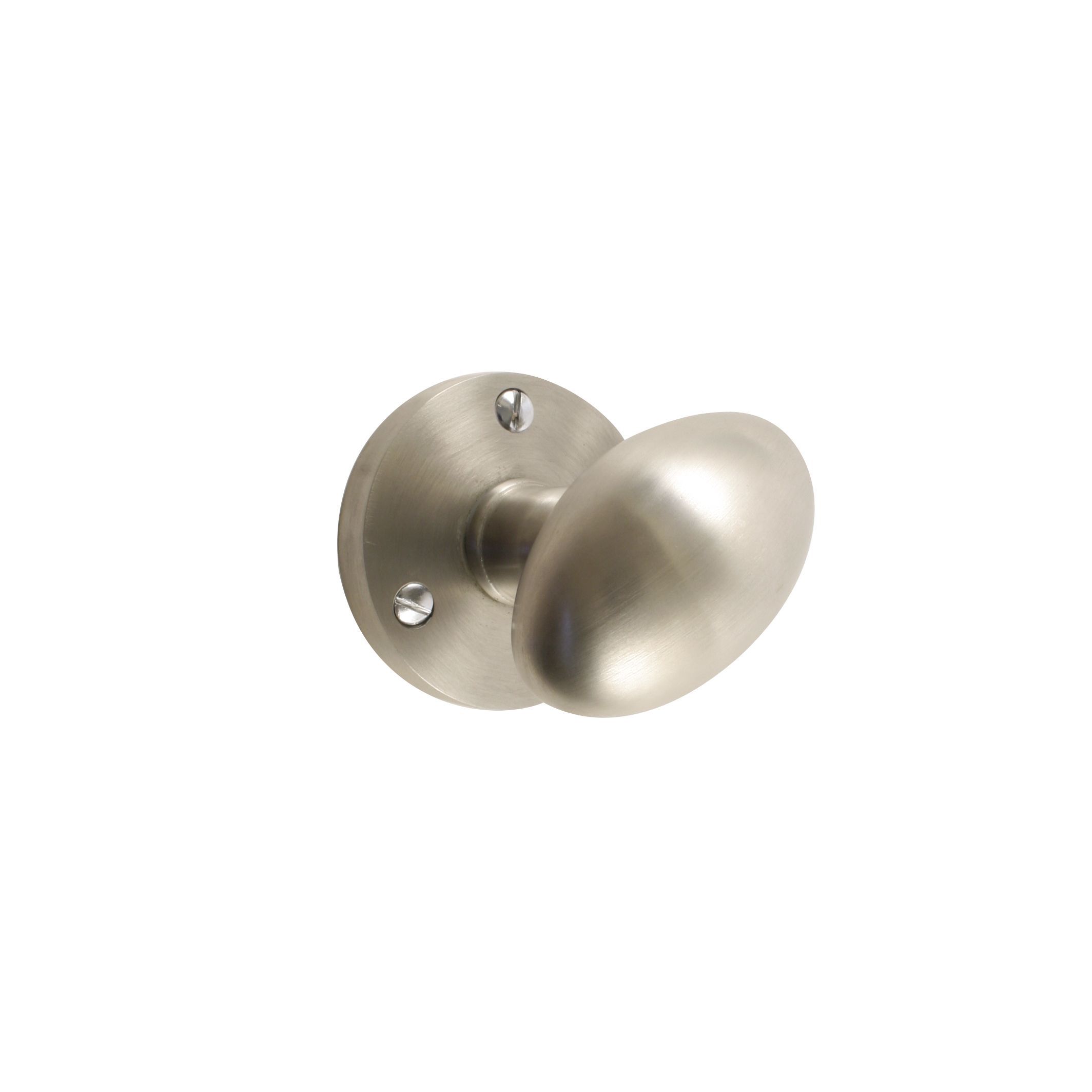 Satin Nickel Effect Brass Round Door Knob (Dia)58.3mm, Pair | Compare The Build