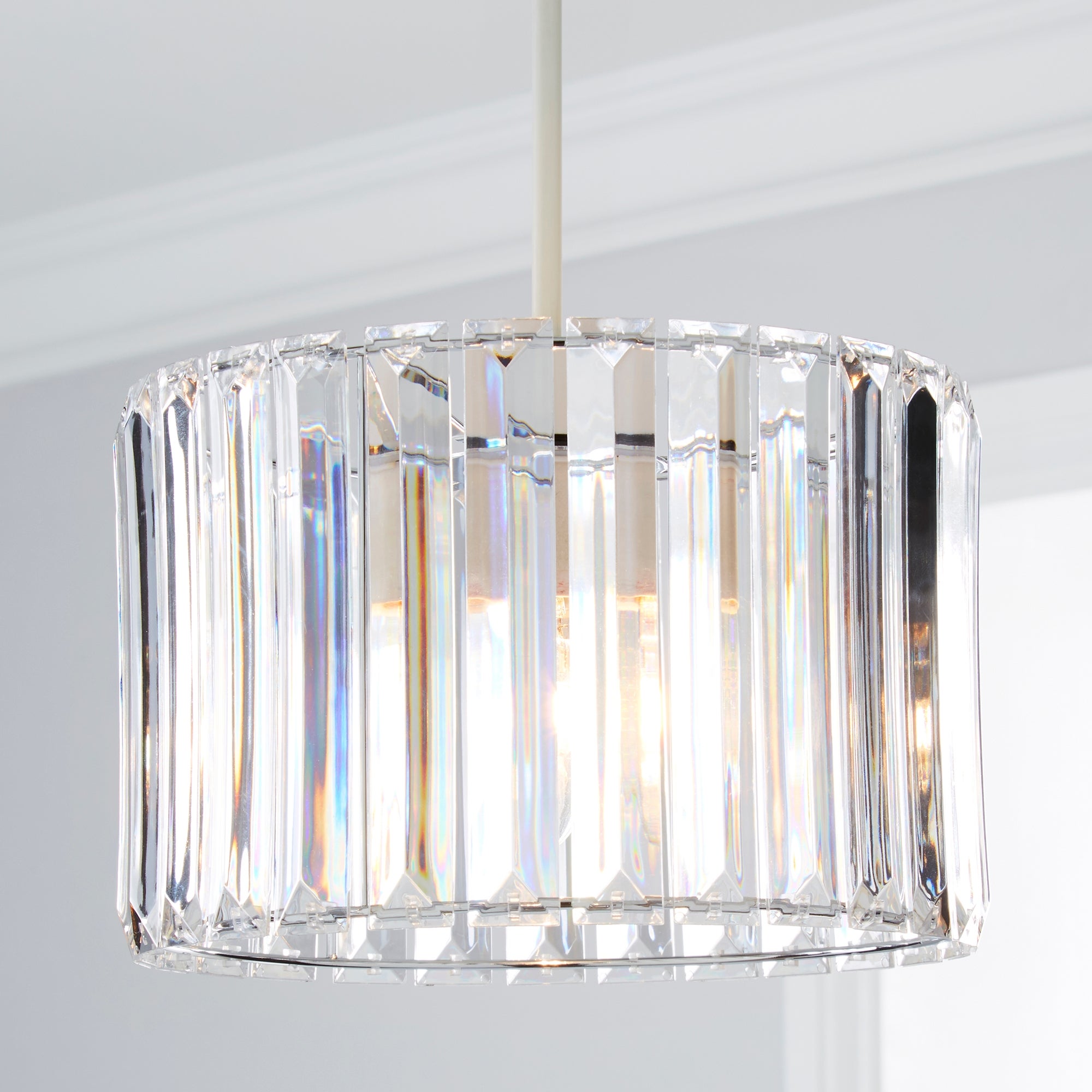 Acrylic Prism Chrome Easy Fit Pendant Silver Price Comparisons | Compare The Build