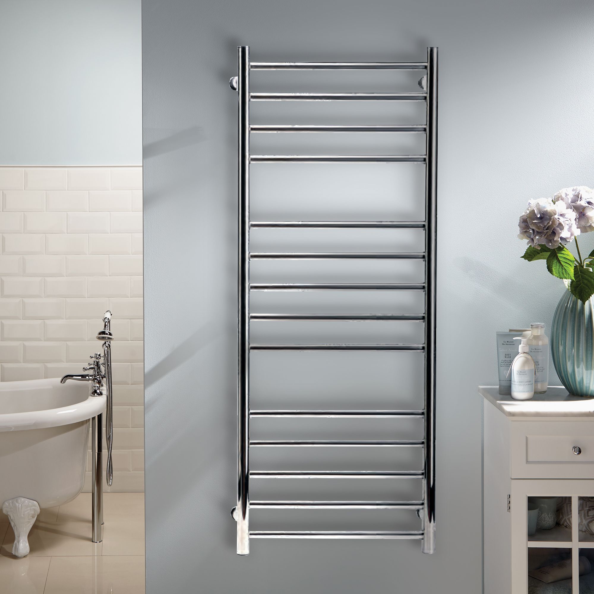 Heating Style Milton 90W Electric Silver Towel Warmer (H)1000mm (W)600mm Price Comparisons | Compare The Build