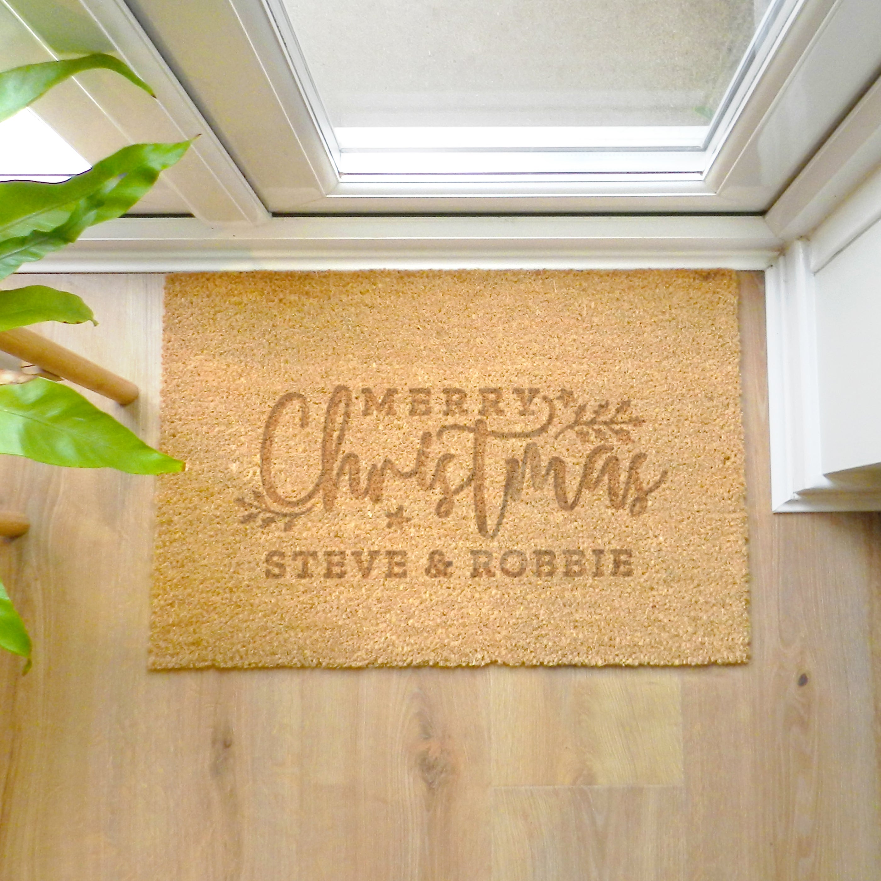 Personalised Merry Christmas Indoor Doormat Brown | Compare The Build