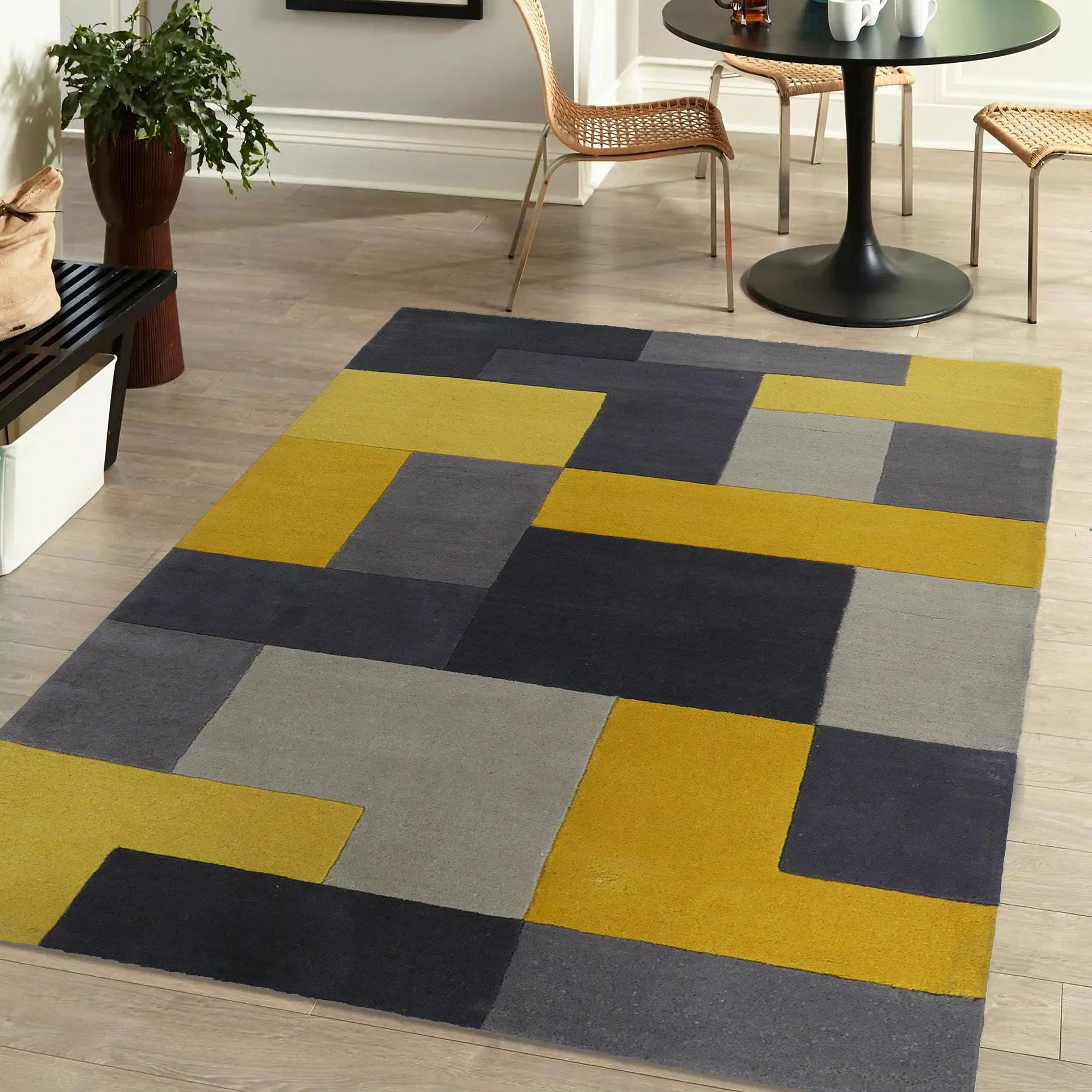 Lexus Block Grey & Yellow Rug 170Cmx120Cm Price Comparisons | Compare The Build