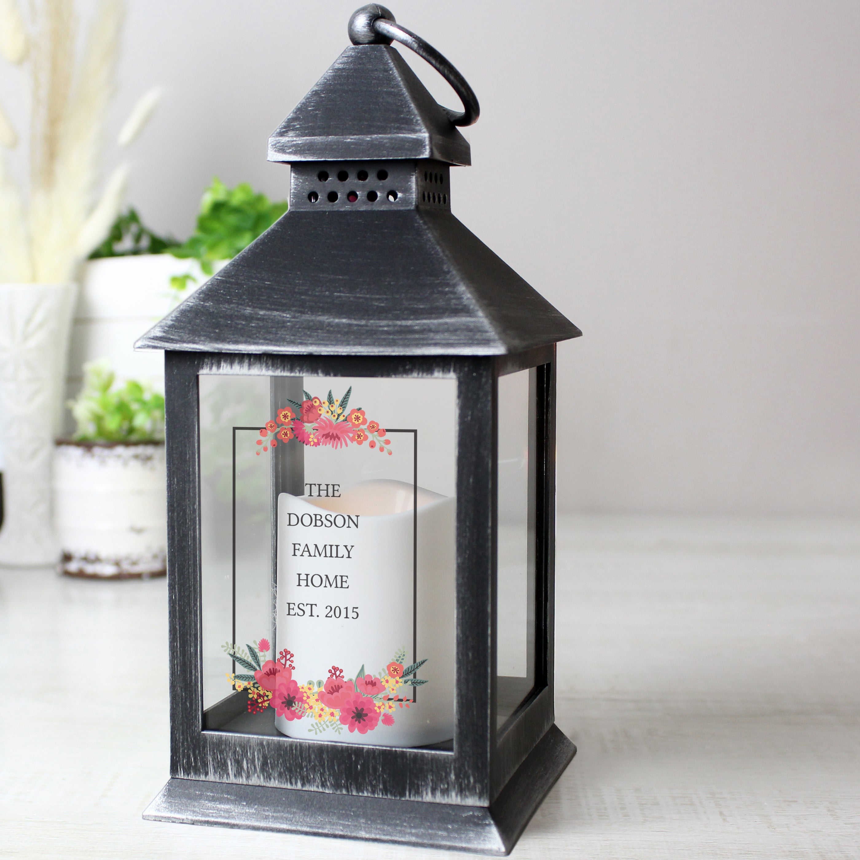 Personalised Floral Rustic Black Lantern Black Price Comparisons | Compare The Build