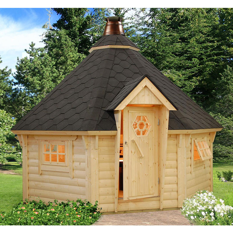 Palmako Eva 3.3m x 3.3m Corner Log Cabin BBQ Hut - Barbecue Hut (44mm) Price Comparisons | Compare The Build