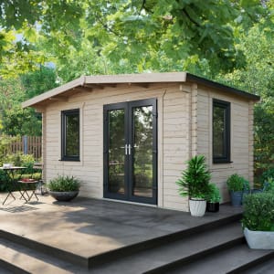 Power Sheds 8 x 14ft Right Hand Door Apex Chalet Log Cabin | Compare The Build