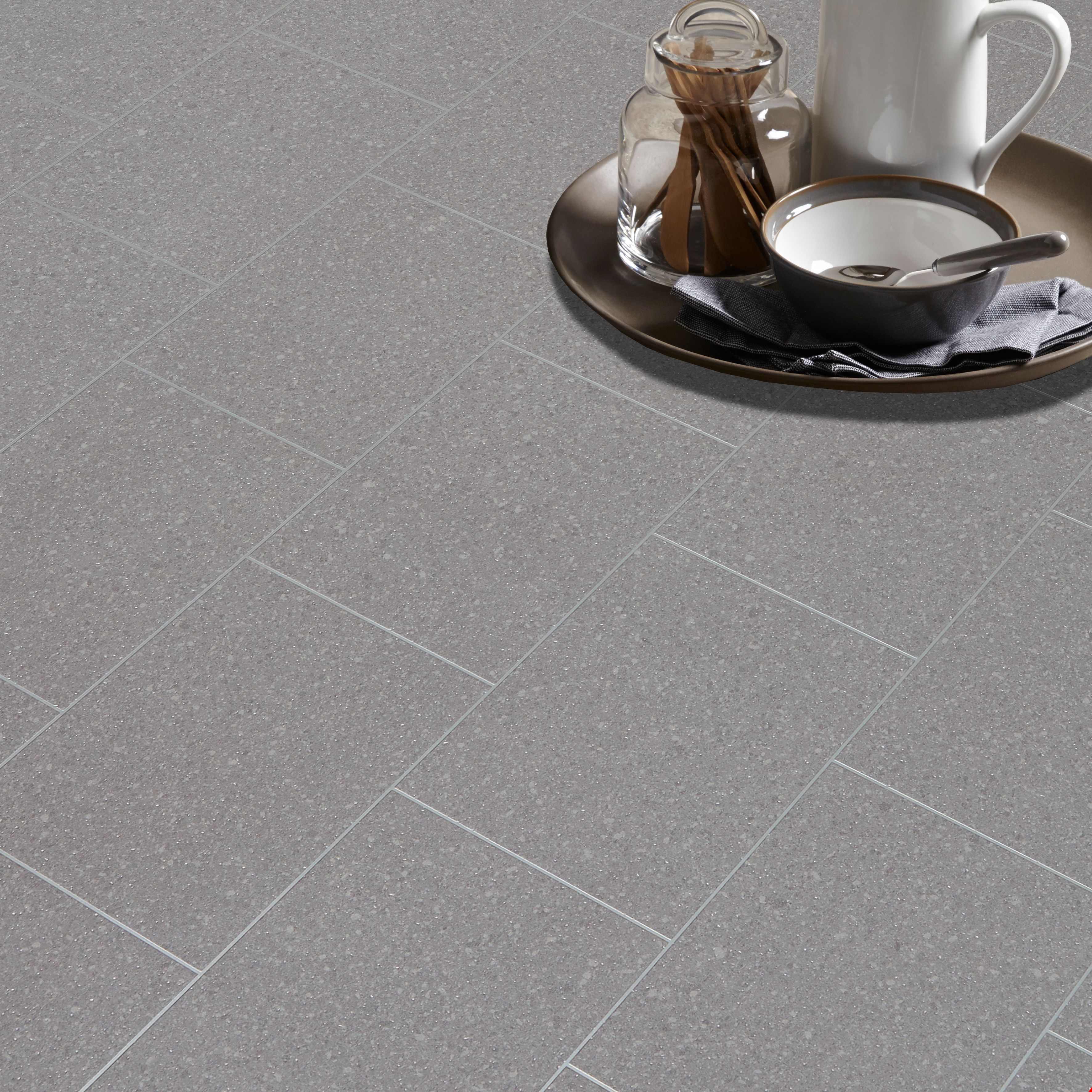 Colours Monzen Grey Tile Effect Vinyl Flooring, 4M² Price Comparisons | Compare The Build