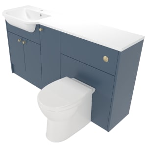 Deccado Benham Juniper Blue Left Hand 1500mm Fitted Vanity & Toilet Pan Unit Combination with Left Hand Basin Price Comparisons | Compare The Build