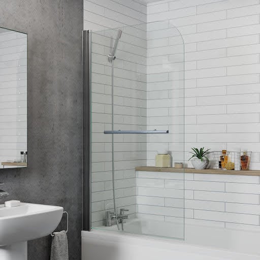 Luxura Curved Edge Bath Screen with Towel Rail 800mm - 6mm Chrome Price Comparisons | Compare The Build