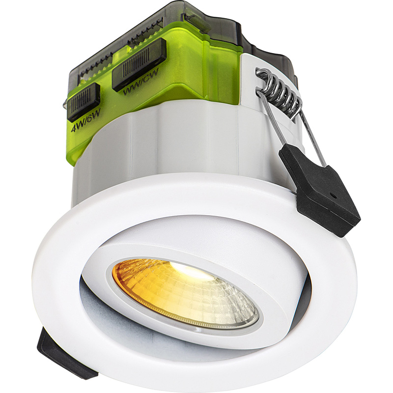 Luceco FType Mk2 Dim2Warm Fire Rated IP65 LED Downlight 4/6W 400/600lm 3000/4000K Adjustable in White Steel Price Comparisons | Compare The Build