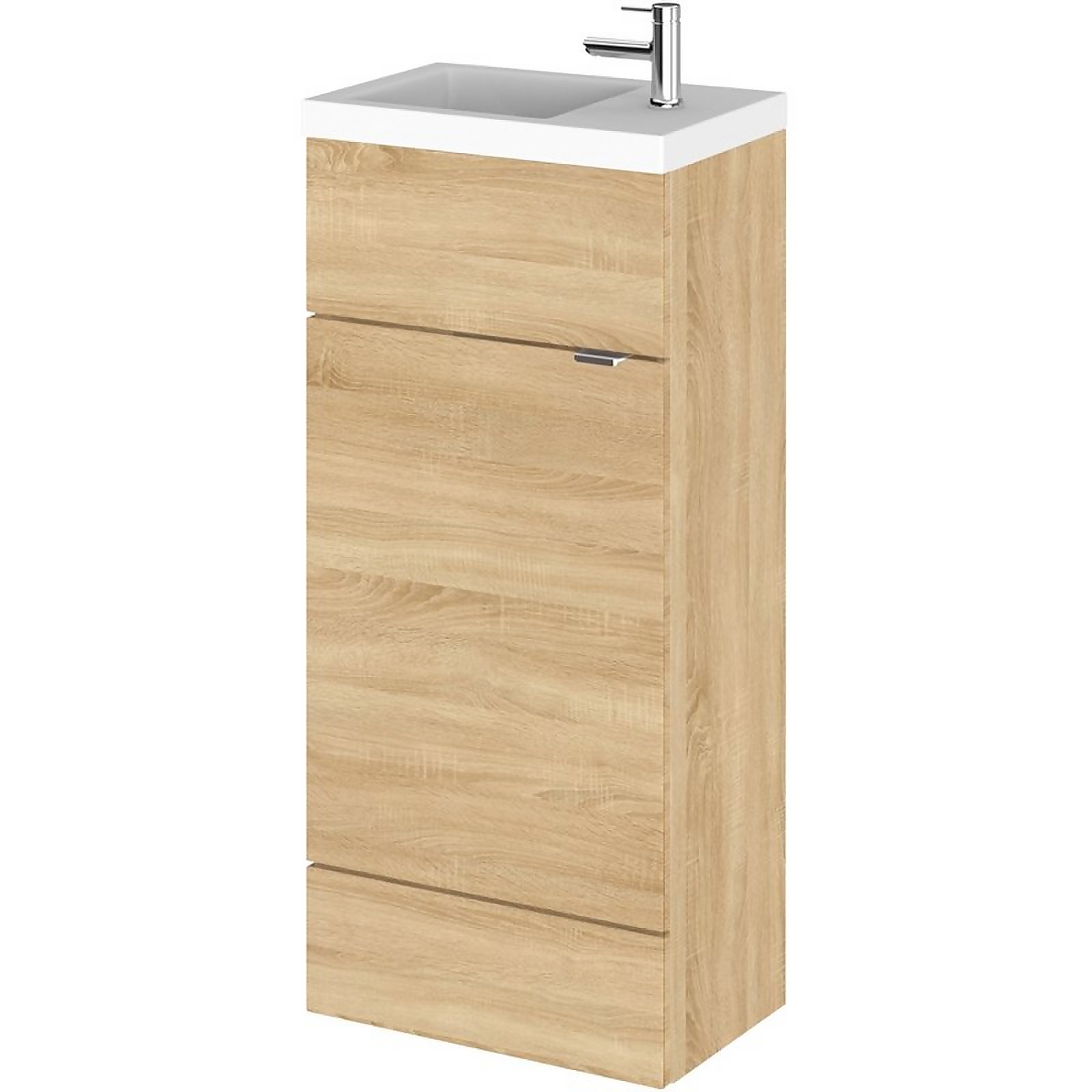 Balterley Dynamic 400mm Compact Vanity Unit with Basin - Natural Oak | Compare The Build