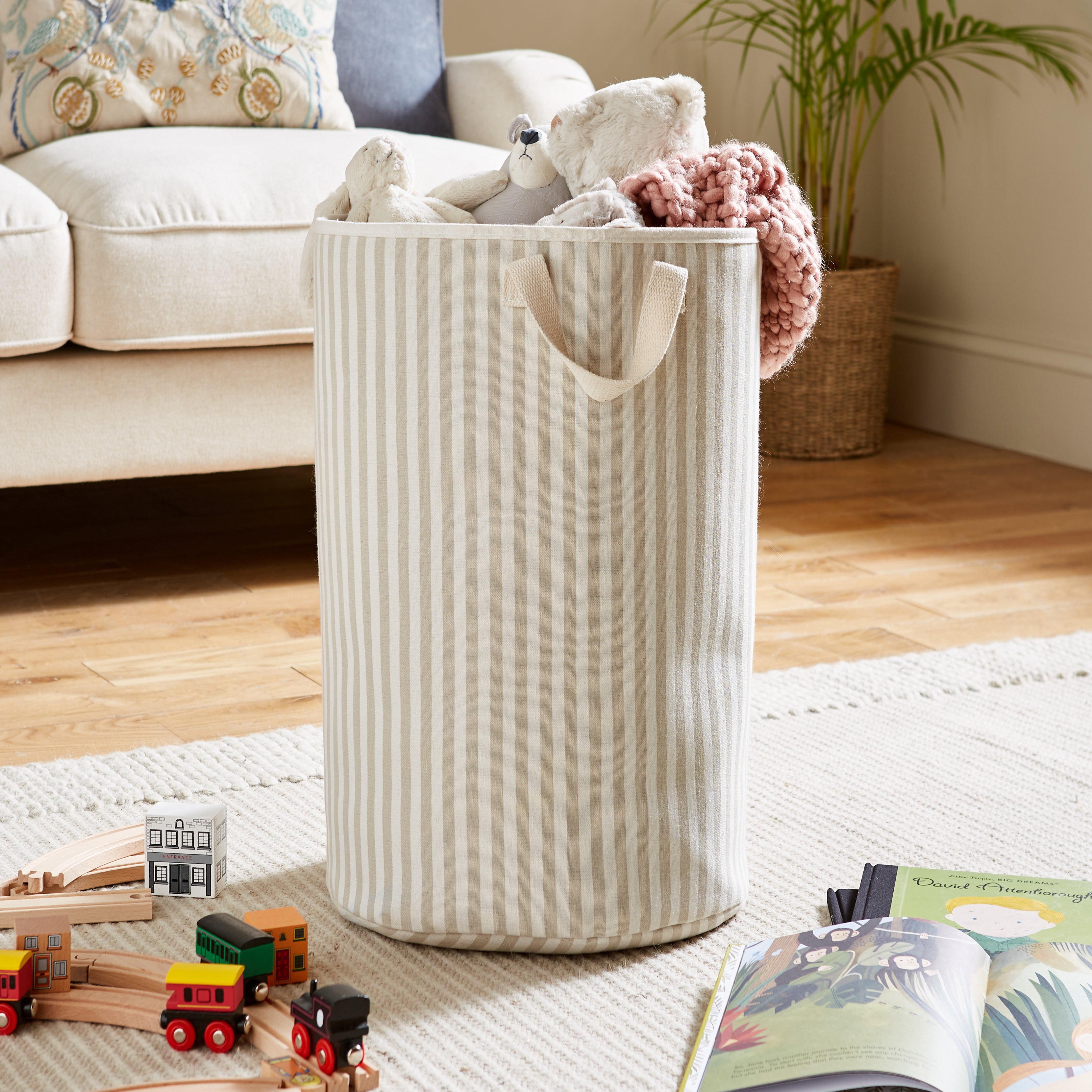 Kids Fabric Mushroom Stripe Toy Storage Bag Mushroom Price Comparisons | Compare The Build