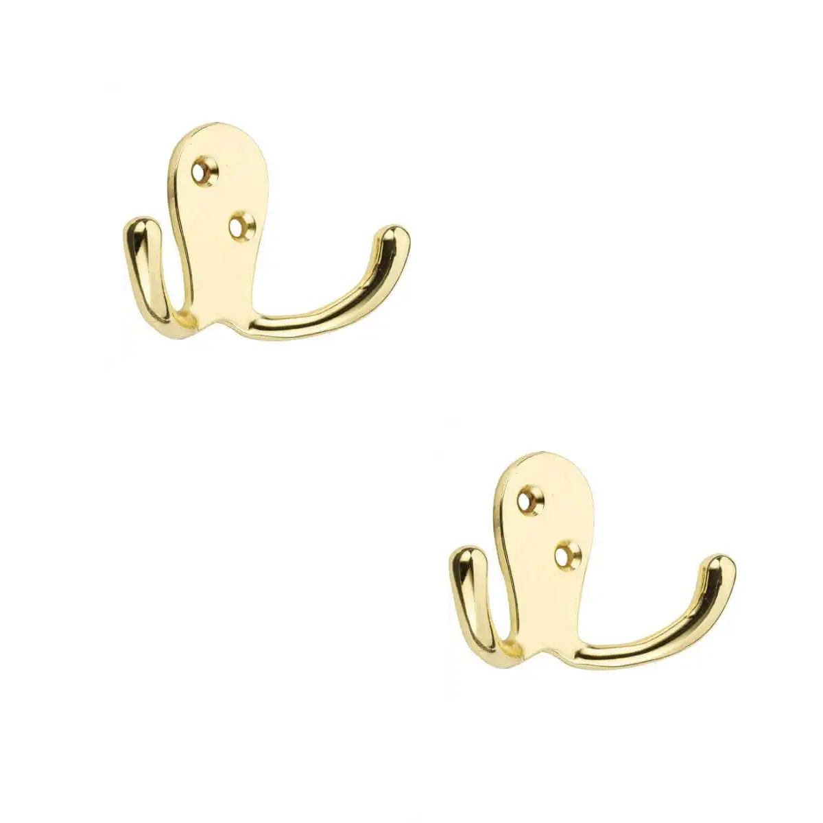 Double Robe Hook - Wide - Brass Plated - Pack of 2 - Wall/Door Mountable - Decohooks Price Comparisons | Compare The Build