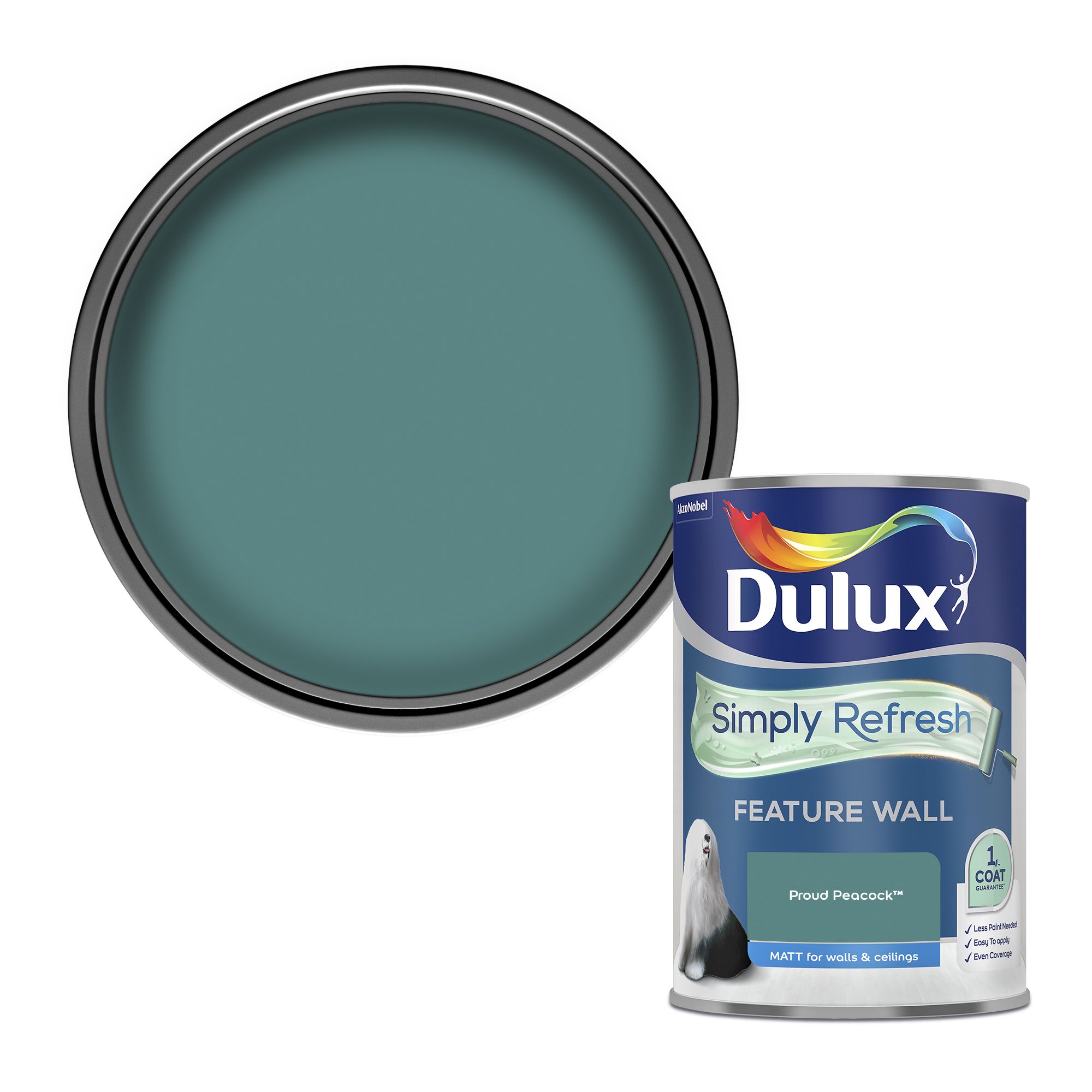 Dulux One coat Proud peacock Matt Emulsion paint, 1.25L Price Comparisons | Compare The Build