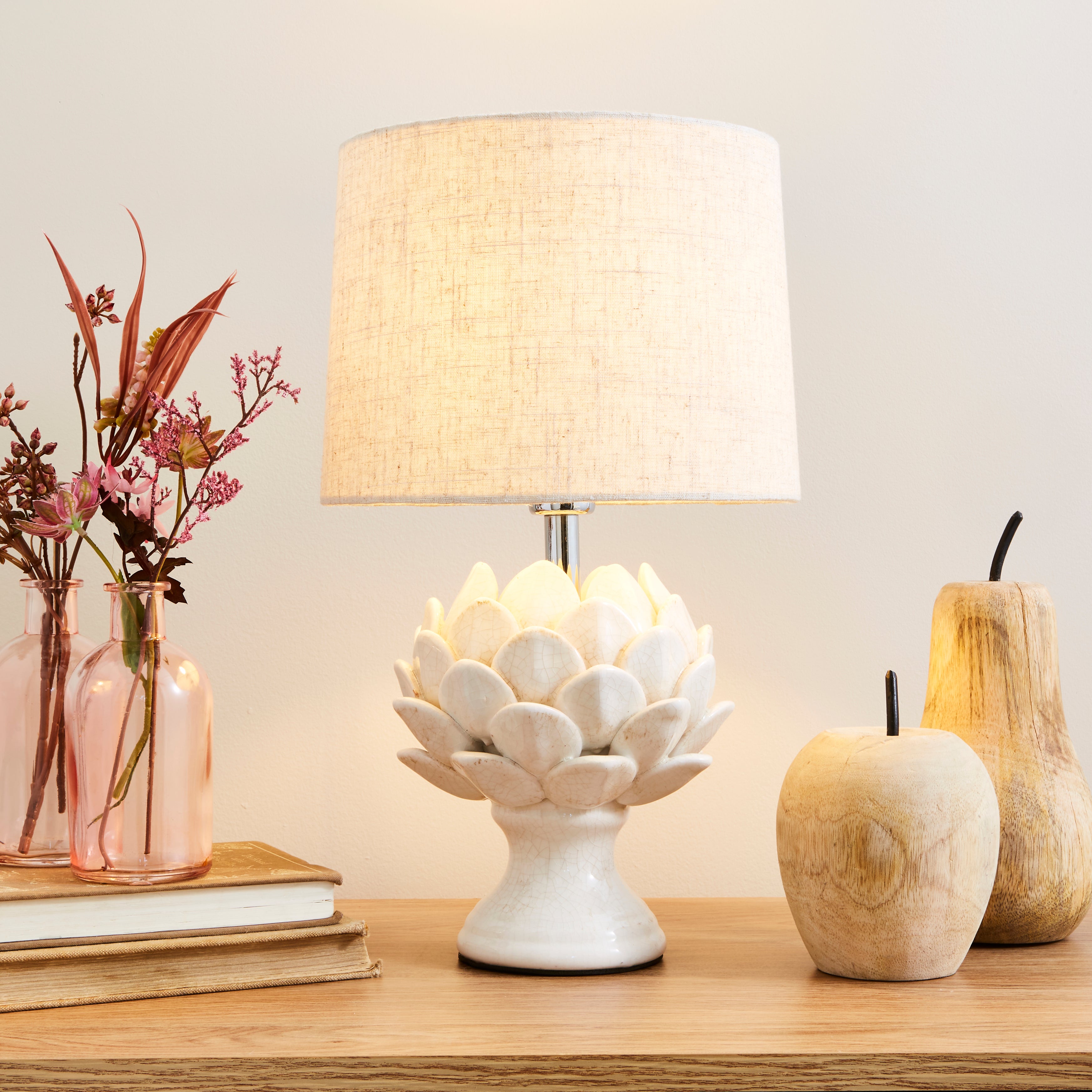 Dorma Brimstage Cream Artichoke and Linen Shade Table Lamp Cream | Compare The Build