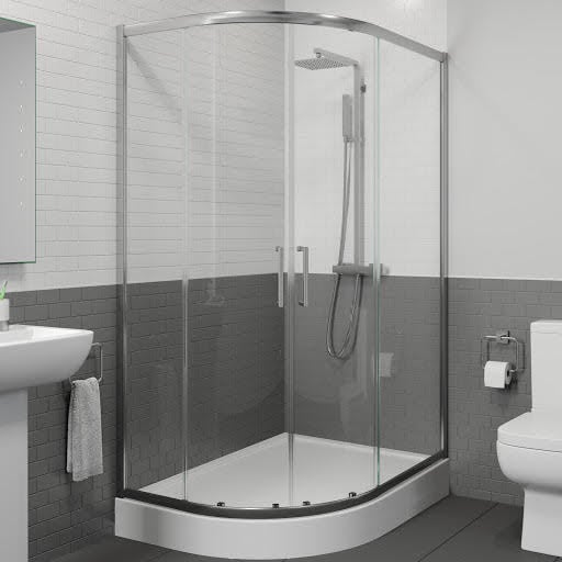 Diamond Offset Quadrant Shower Enclosure 1000 x 800mm with Easy Plumb Tray (Left Entry) - 8mm | Compare The Build