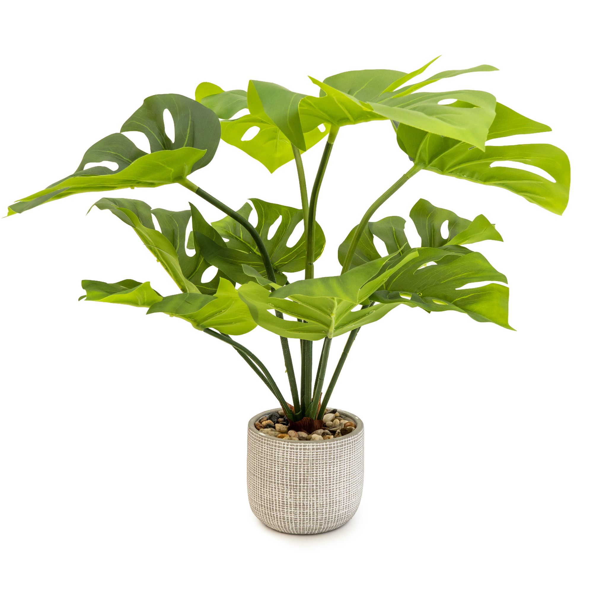 Candlelight 50Cm Cheese Plant Artificial Plant In Grey Ceramic Pot Price Comparisons | Compare The Build