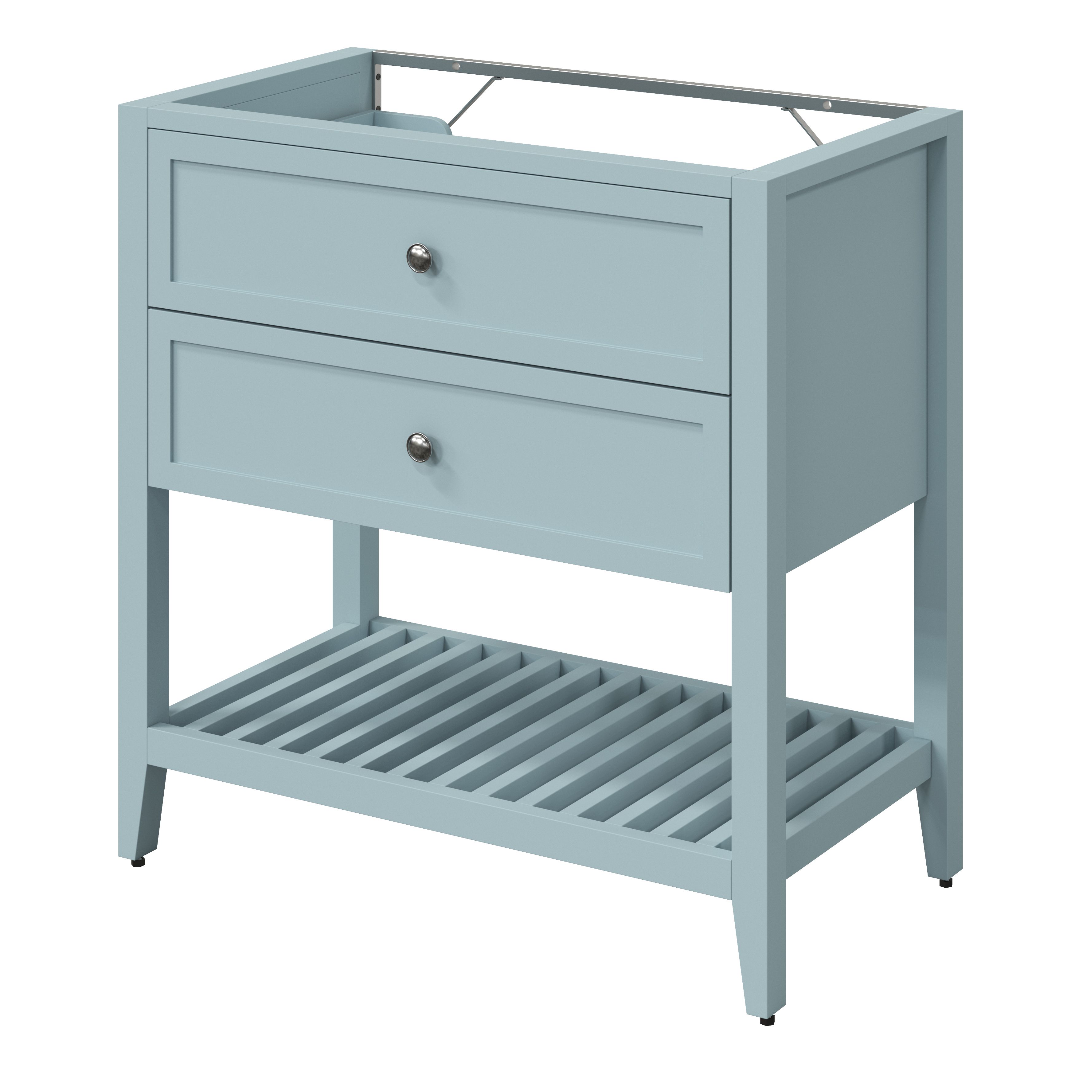 GoodHome Perma Satin Light Blue 0 Door Freestanding Bathroom Vanity Cabinet (W)600mm (H)806mm Price Comparisons | Compare The Build