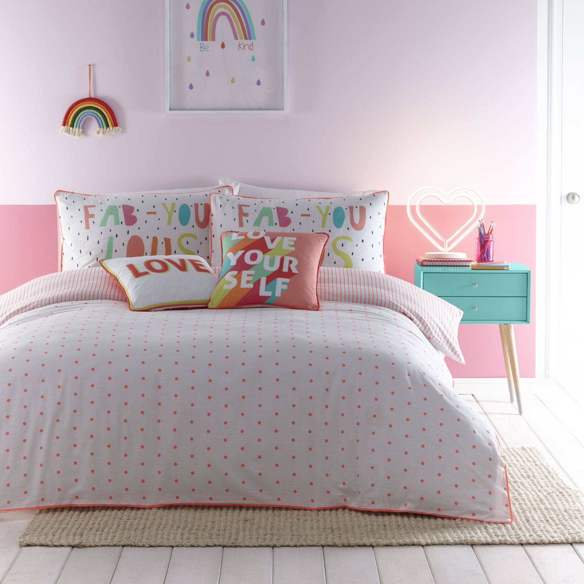 Tilly Spot Duvet Cover and Pillowcase Set Pink Price Comparisons | Compare The Build