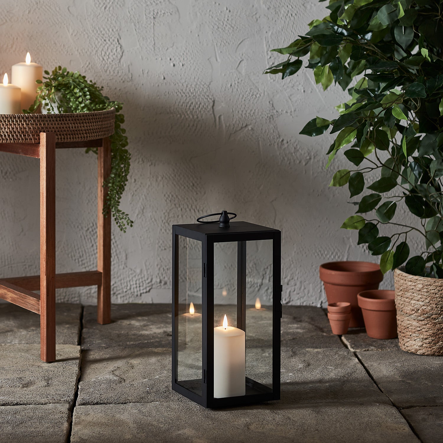 Bowen Black Garden Lantern with White TruGlow® Candle Price Comparisons | Compare The Build