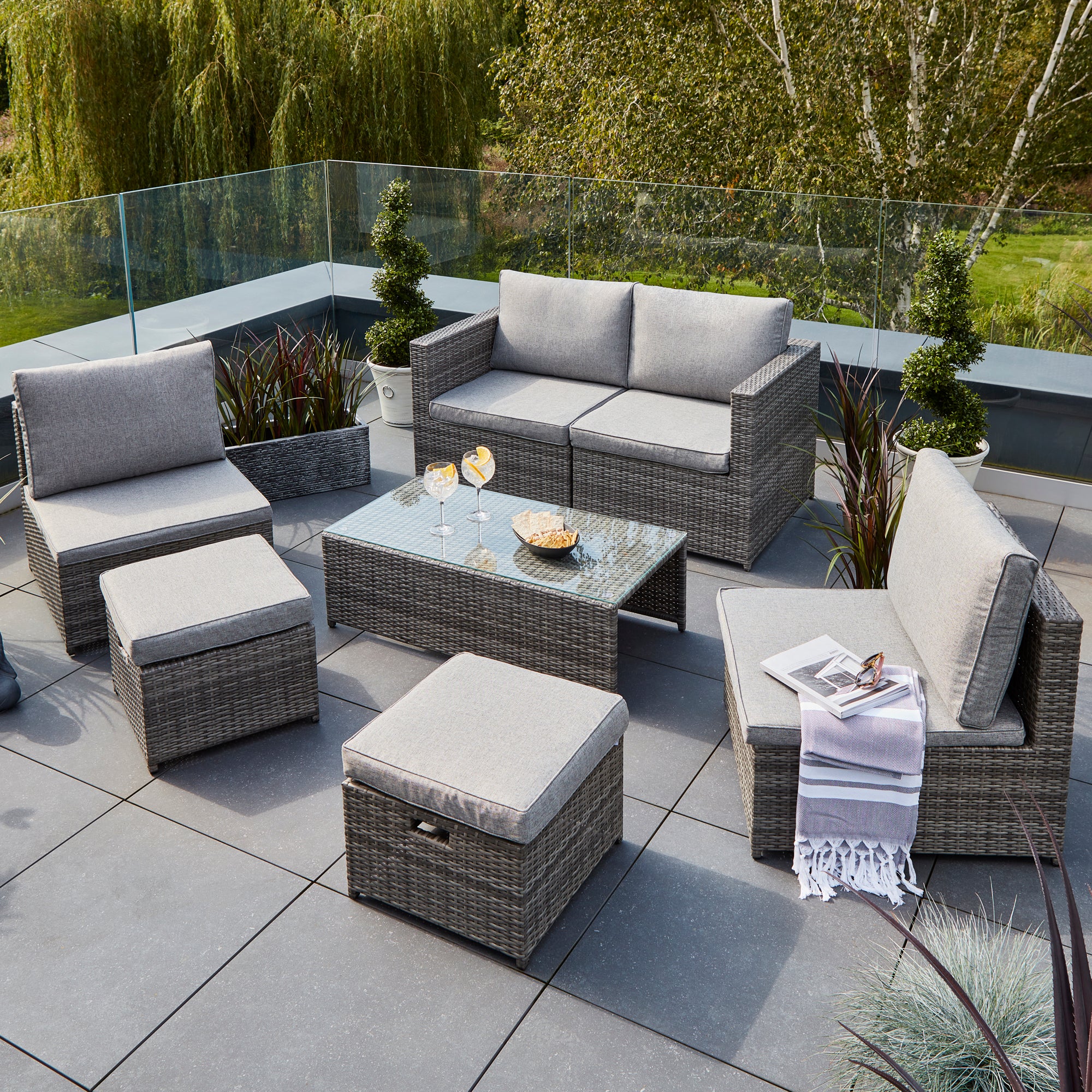 Cancun 4 Seater Rattan Grey Modular Sofa Set Grey | Compare The Build