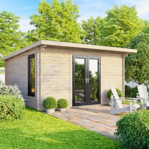 Power Sheds 14 x 12ft Central Doors Pent Log Cabin | Compare The Build