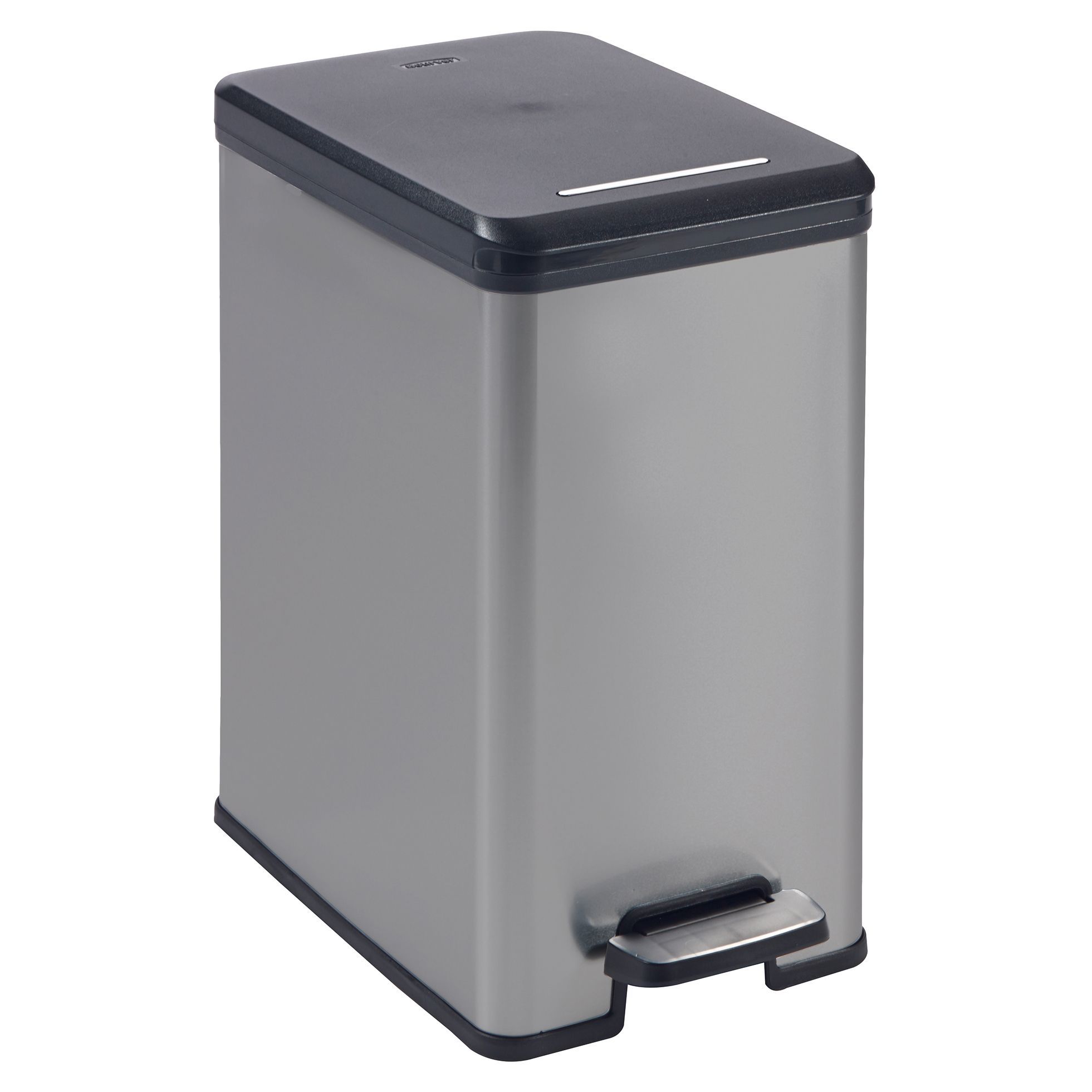 Curver Slim Metallic Effect Matt Silver Plastic Rectangular Pedal Bin Price Comparisons | Compare The Build