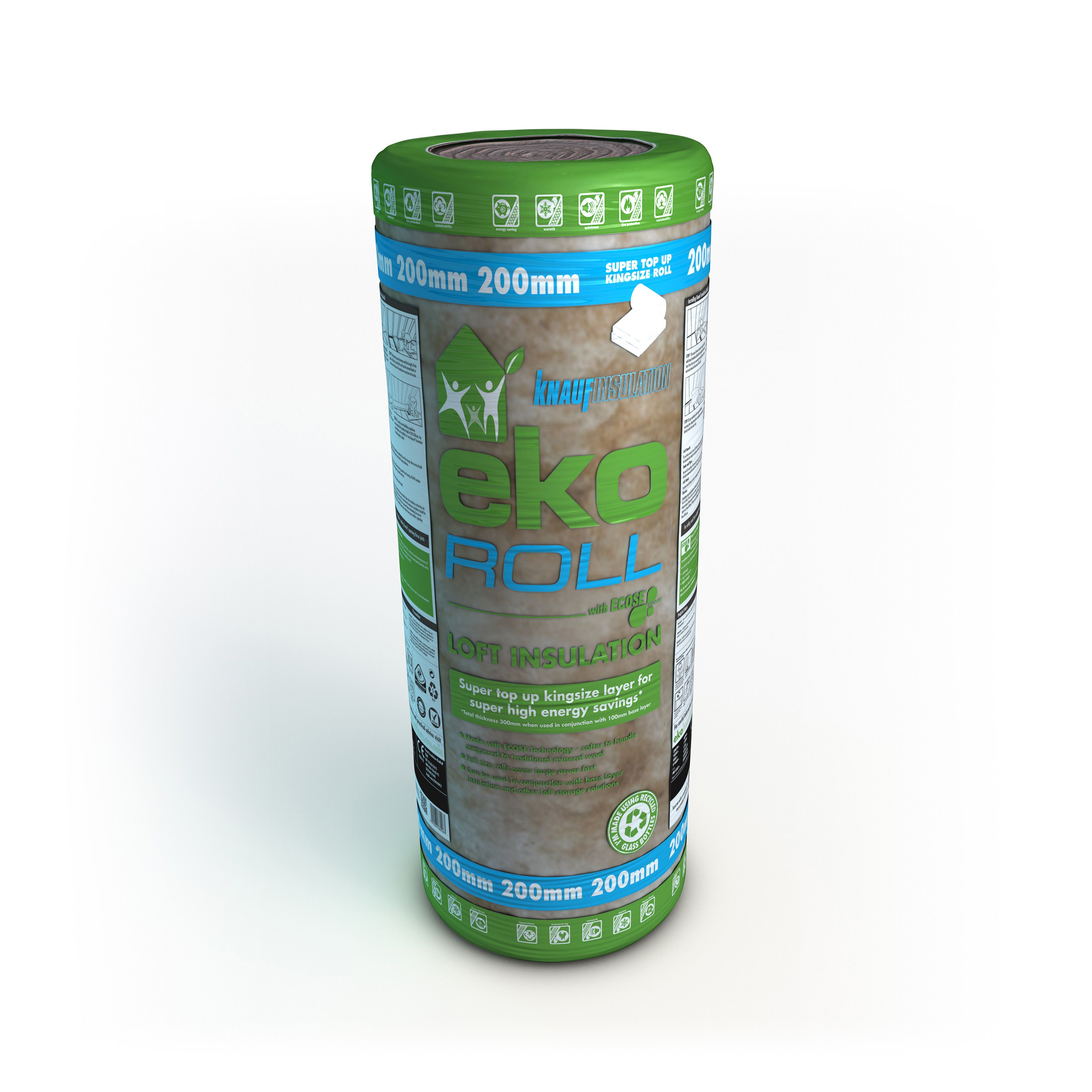 Knauf Eko Roll Loft Insulation Roll, (L)4.83M (W)1.14M (T)200mm | Compare The Build