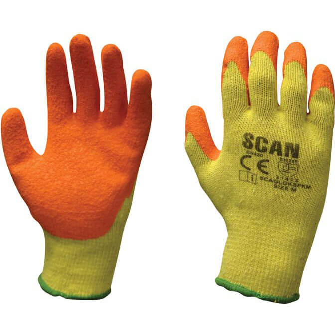 Scan Knit Shell Latex Palm Gloves Orange / Yellow One Size Pack of 12 Price Comparisons | Compare The Build