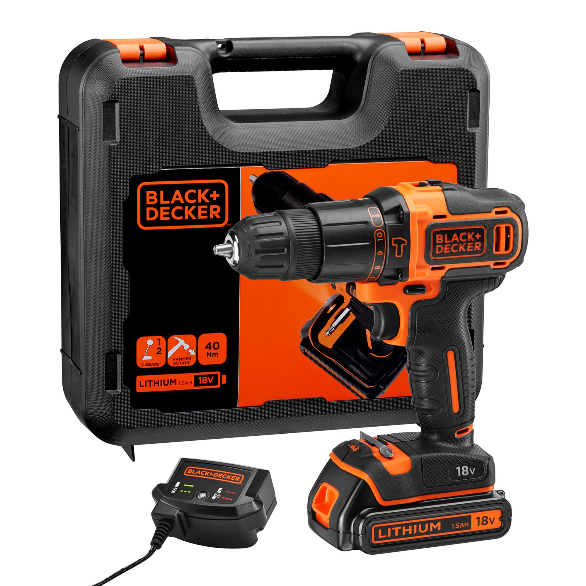 Black+Decker 18V 2Ah Li-ion Cordless Brushed Combi drill KFBCD701D1K | Compare The Build