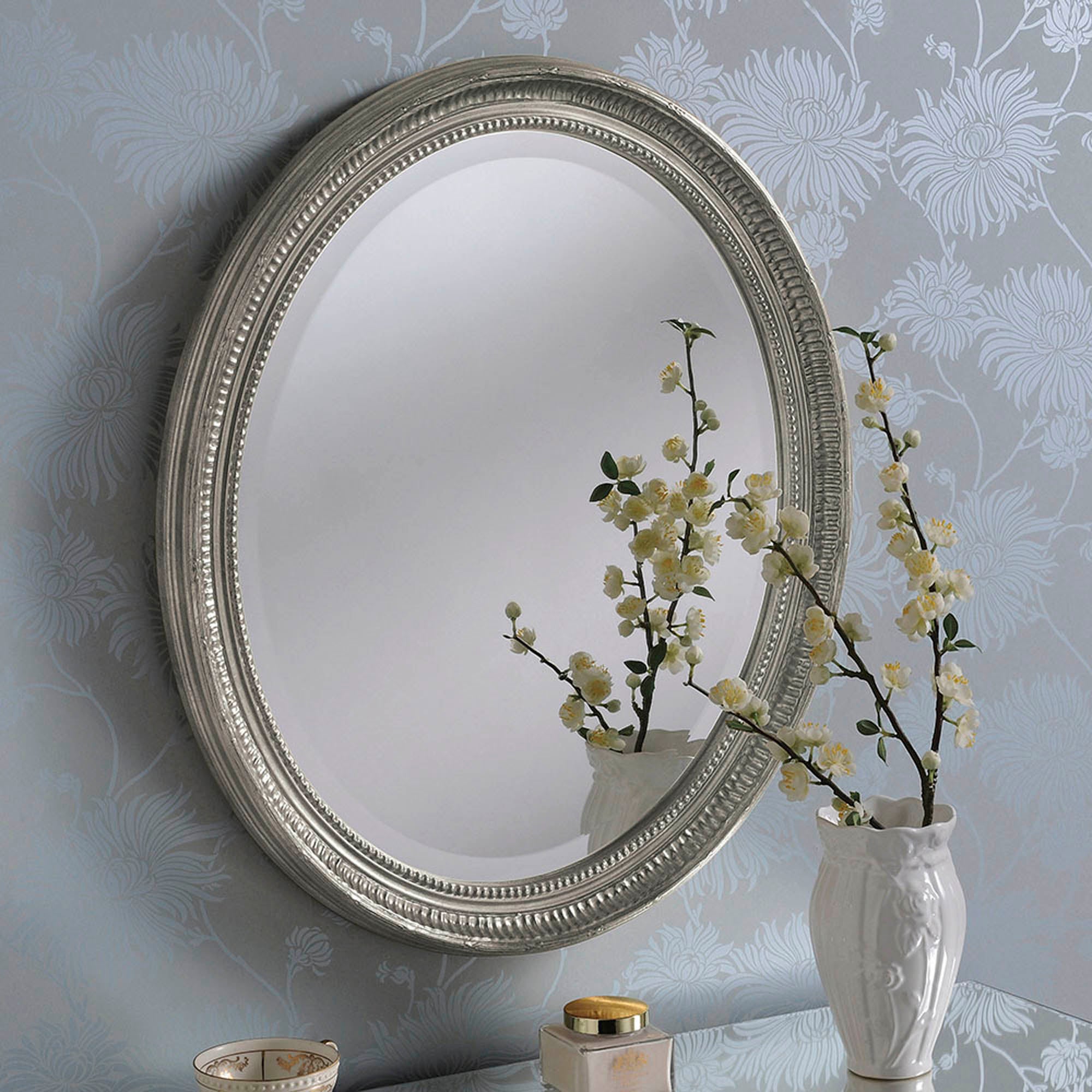 Yearn Ornate Oval Mirror, Silver 71x61cm Silver Price Comparisons | Compare The Build
