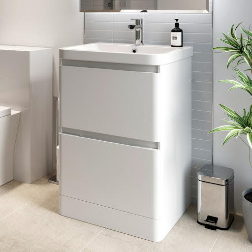 Regis White Gloss Free Standing Vanity Unit & Basin - 600mm Width Price Comparisons | Compare The Build