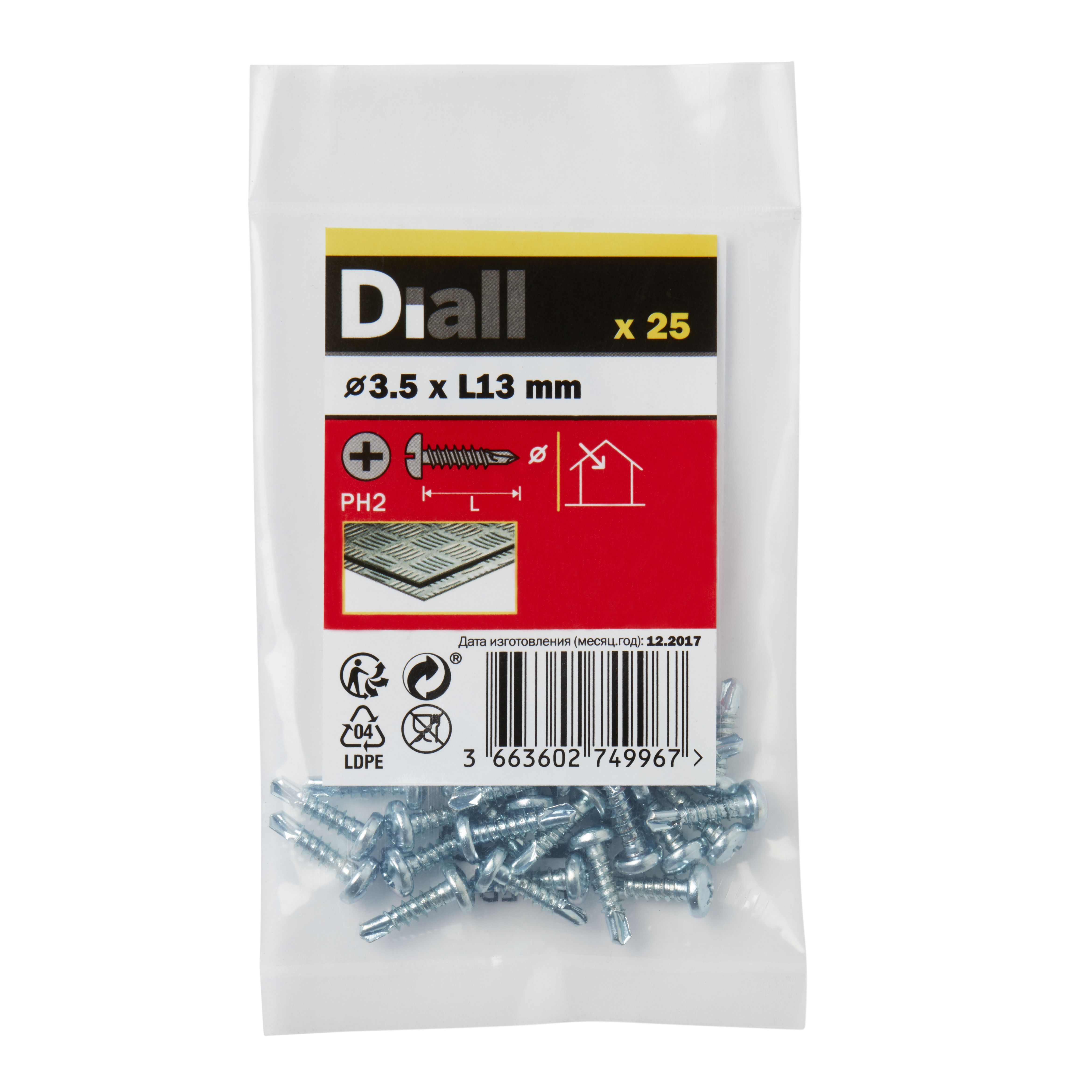 Diall Phillips Pan Head Zinc-Plated Carbon Steel (C1022) Self-Drilling Screw (Dia)3.5mm (L)13mm, Pack Of 25 Price Comparisons | Compare The Build