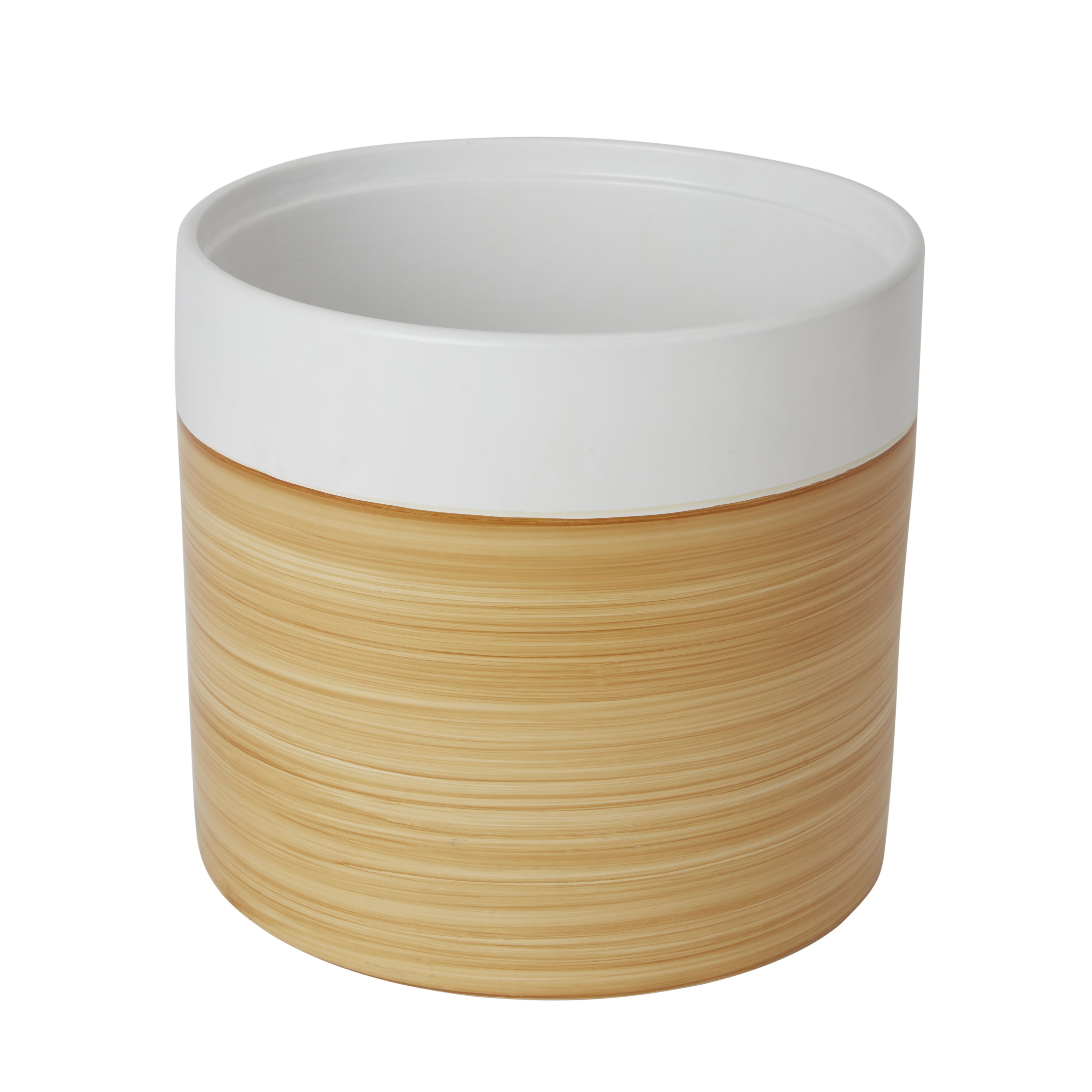 GoodHome White Clay Wood Effect Plant Pot (Dia)27.8Cm Price Comparisons | Compare The Build