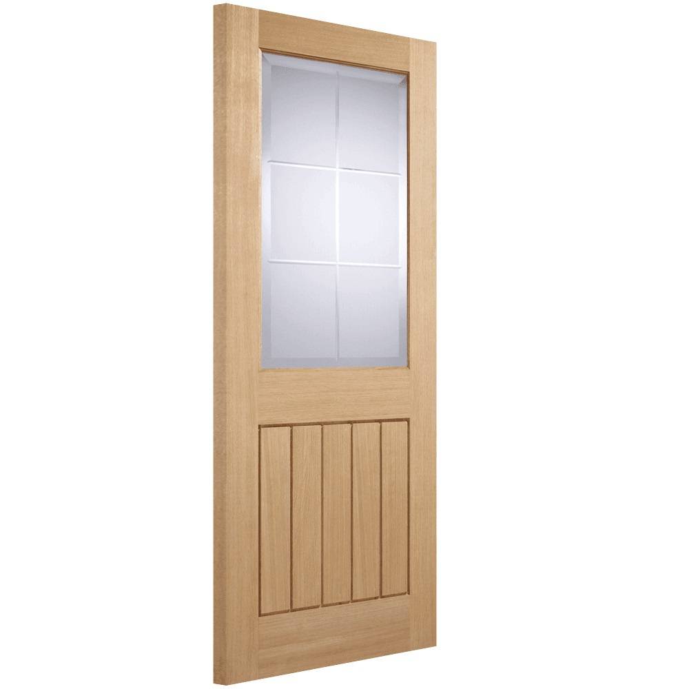 LPD Internal Oak Mexicano Pattern 10 Fully Finished 1P 1L Clear Glass With Frosted Lines Door 1981mm x 838mm x 44mm (78" x 33") Price Comparisons | Compare The Build