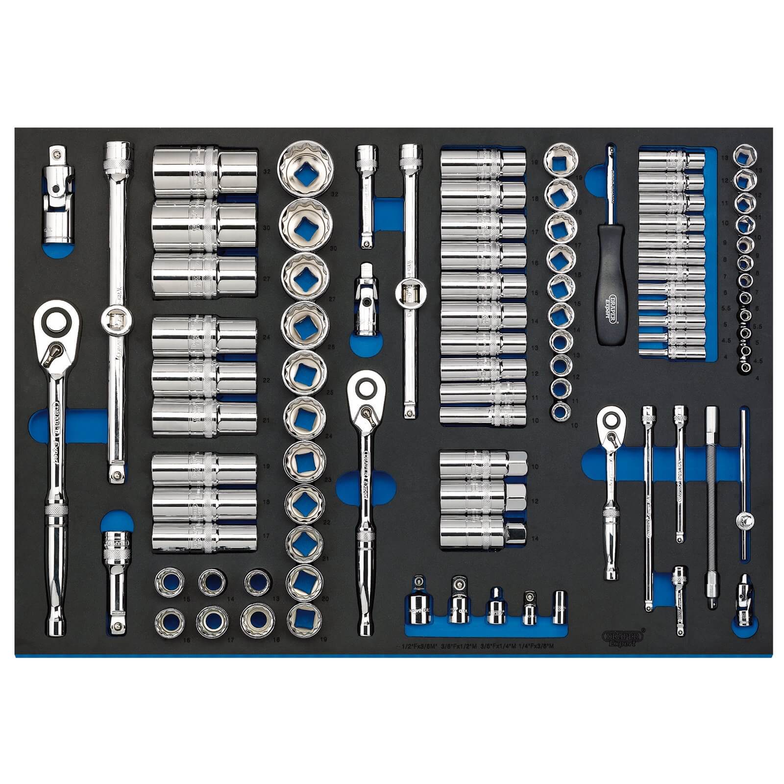 Draper 96 Piece 1/4" 3/8" 1/2" Drive Socket Set In Eva Insert Tray Combination Price Comparisons | Compare The Build