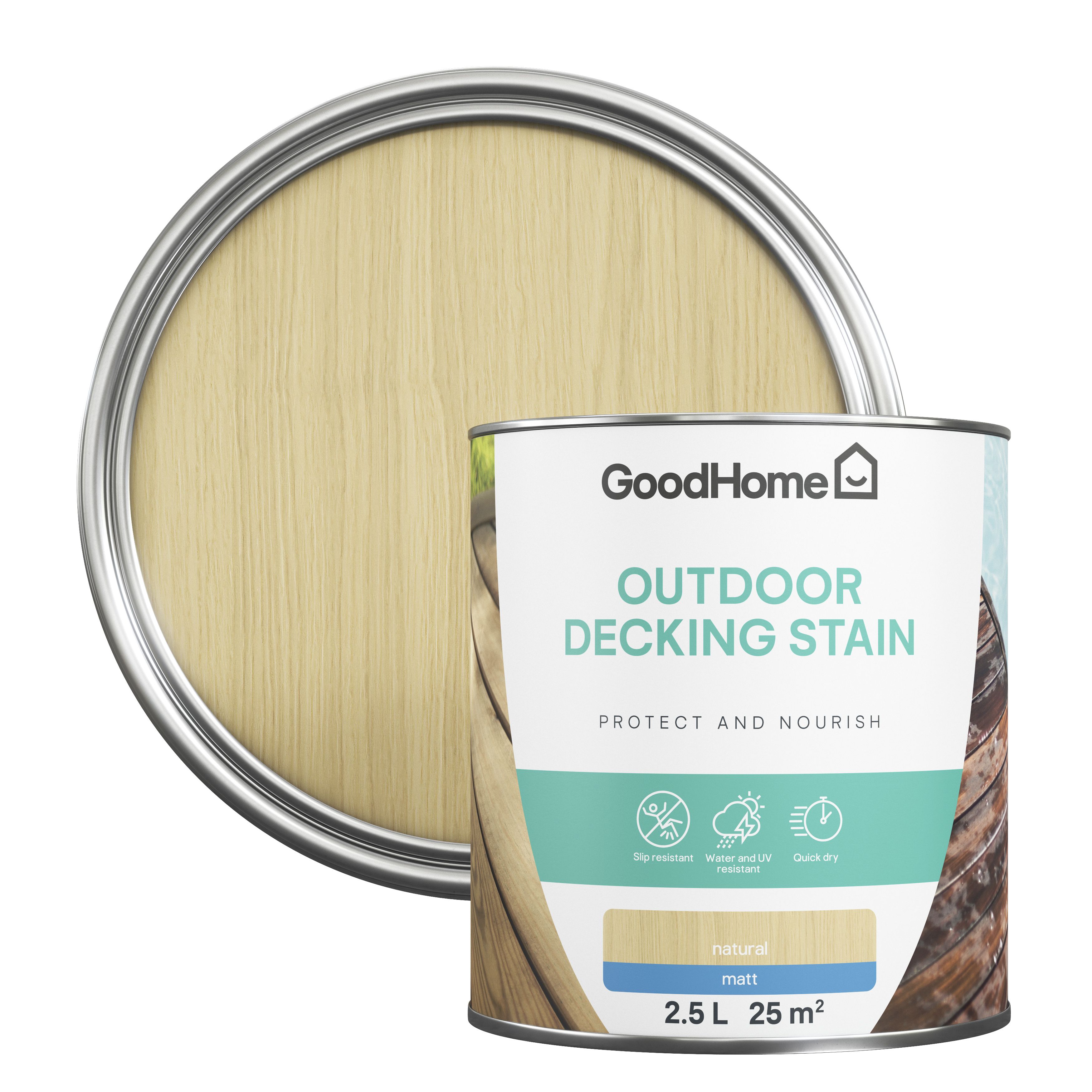 GoodHome Natural Matt Quick Dry Decking Wood Stain, 2.5L Price Comparisons | Compare The Build