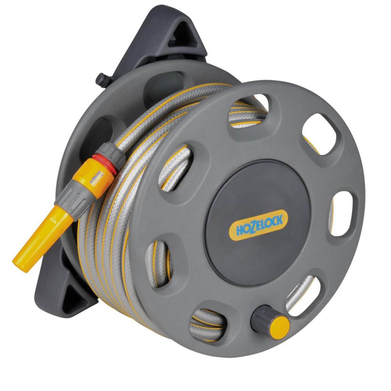 Hozelock Compact Wall Mounted Hose Reel 1/2" / 12.5mm 30m Grey & Yellow Price Comparisons | Compare The Build