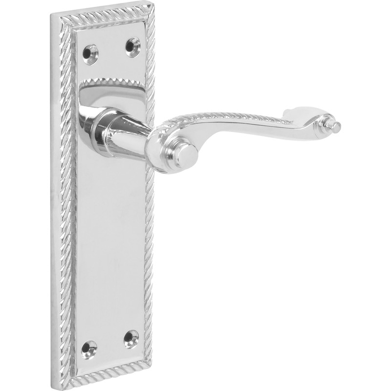 Georgian Scroll Door Handles Latch Polished (Pair) in Chrome Price Comparisons | Compare The Build