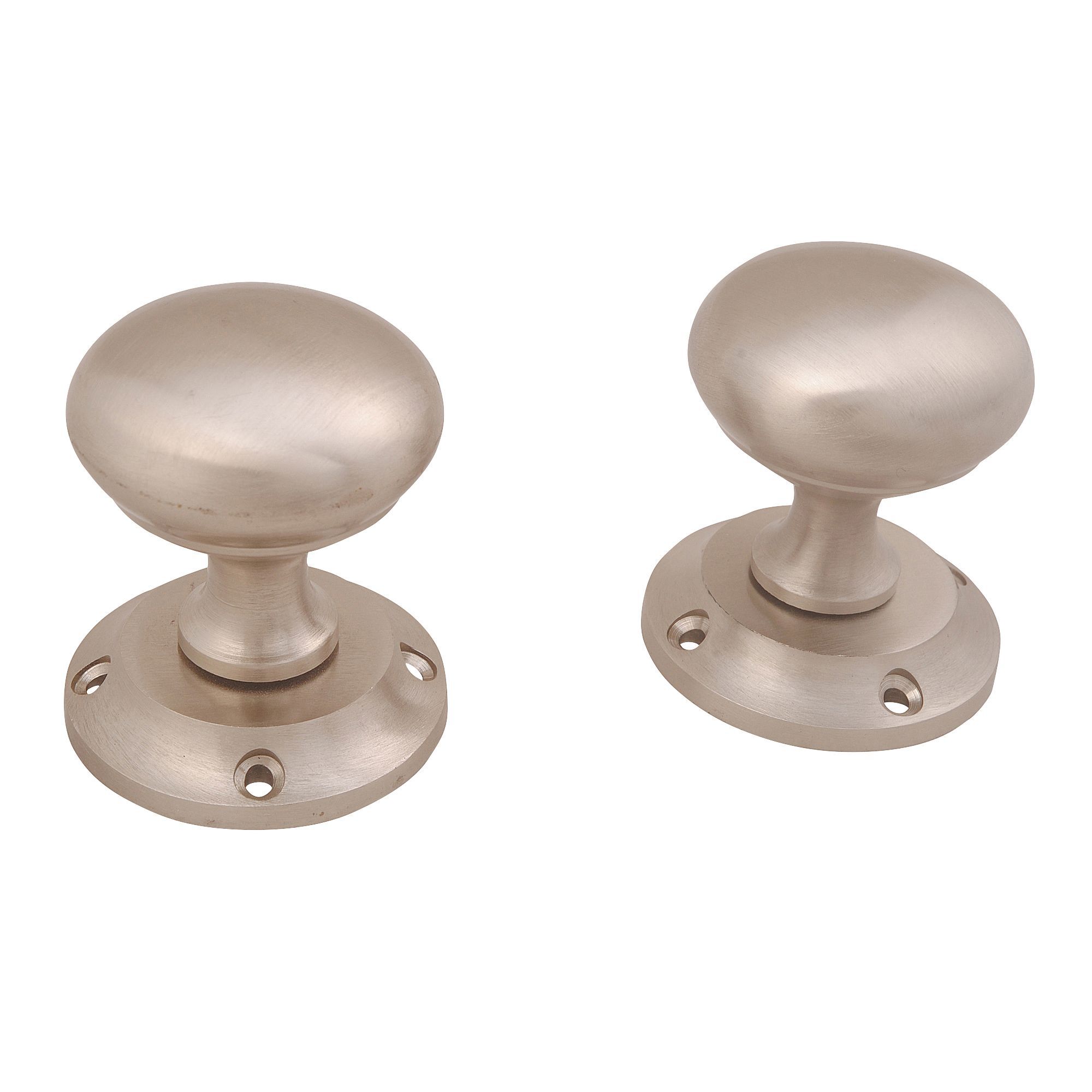 Satin Nickel Effect Zamac Round Door Knob (Dia)54mm, Pair | Compare The Build