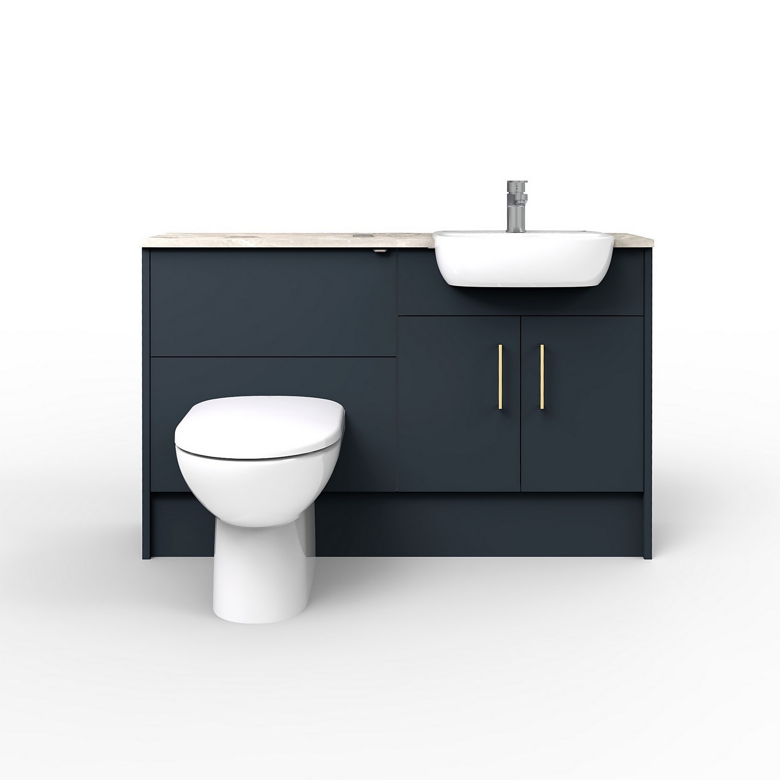 Bathstore Portfolio Fitted Bathroom Furniture (W)1240mm x (D)320mm  - Matt Navy Price Comparisons | Compare The Build