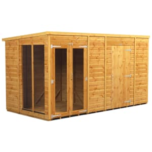 Power Sheds 12 x 6ft Pent Shiplap Dip Treated Summerhouse - Including 6ft Side Store Price Comparisons | Compare The Build