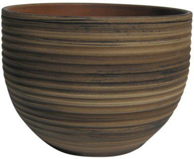 Glazed Terracotta Bamboo Effect Ceramic Plant Pot (Dia)28Cm Price Comparisons | Compare The Build