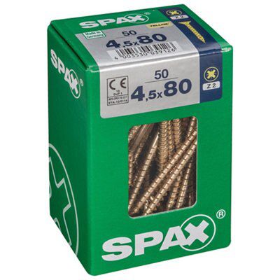 Spax Steel Screw (Dia)4.5mm (L)80mm, Pack Of 50 Price Comparisons | Compare The Build